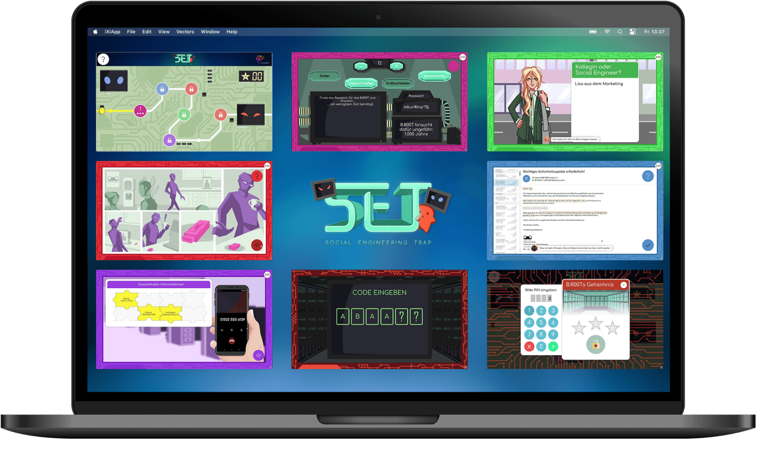Social Engineering Trap Collage in einem Game Event