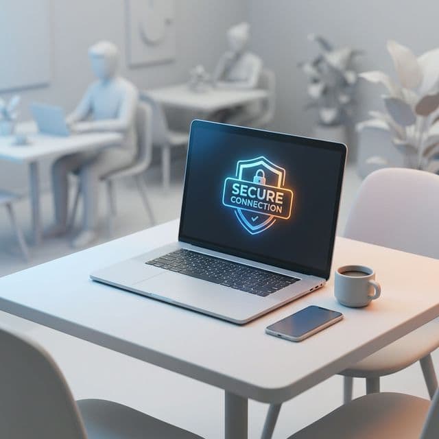 Person arbeitet am Laptop in einem Café - Symbolbild für öffentliches WLAN