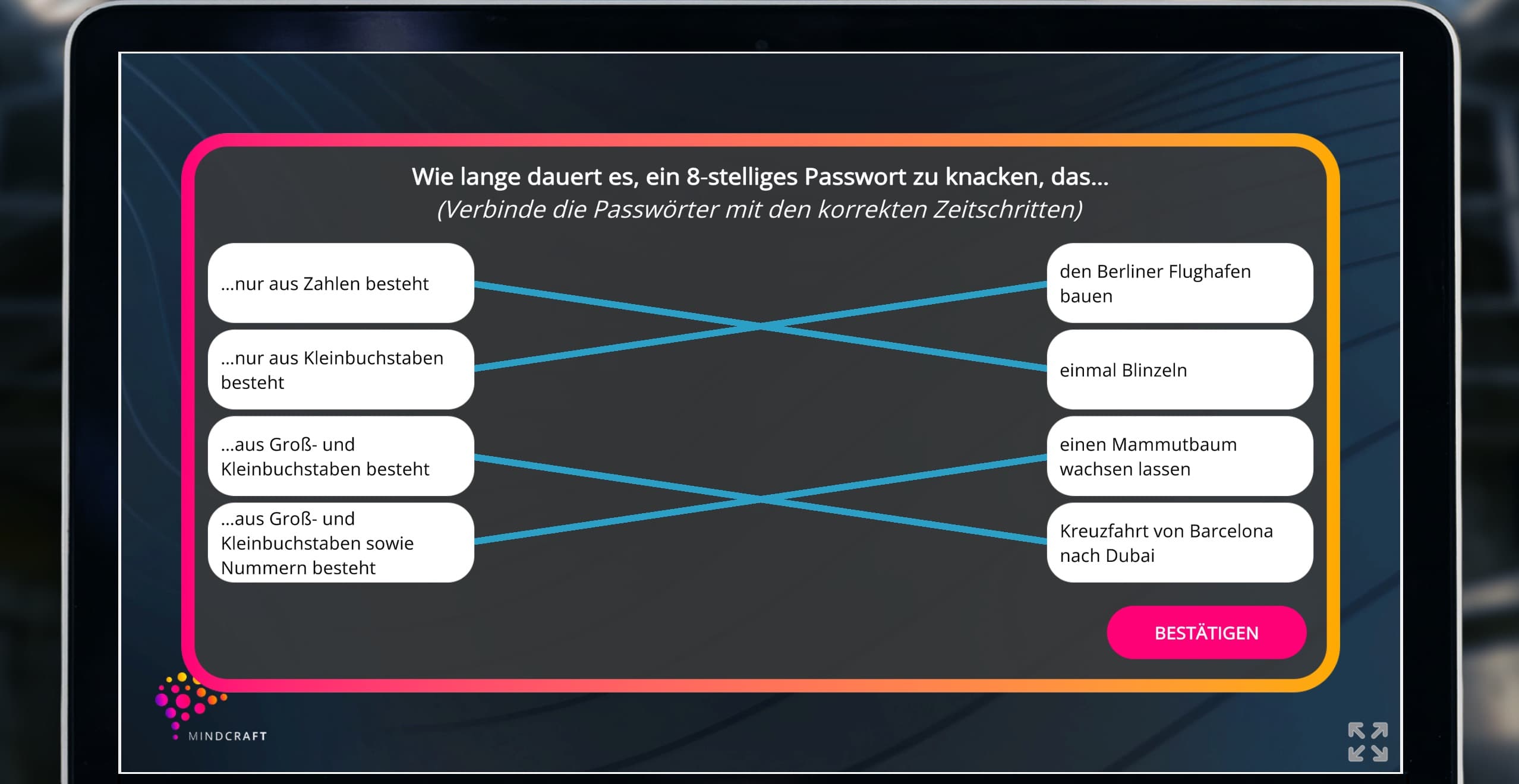 Passwortstärke - Cyber Security Game Show Screenshot